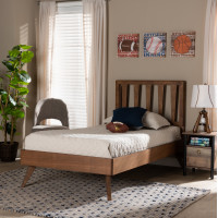 Baxton Studio Michi-Ash Walnut-Twin Baxton Studio Michi Modern and Contemporary Ash Walnut Finished Wood Twin Size Bed